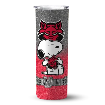 Personalized Arkansas State Red Wolves Snoopy Attitude Scarlet Skinny Tumbler