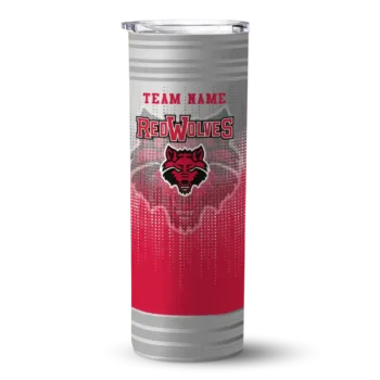Personalized Arkansas State Red Wolves Swirl Texture Scarlet Skinny Tumbler