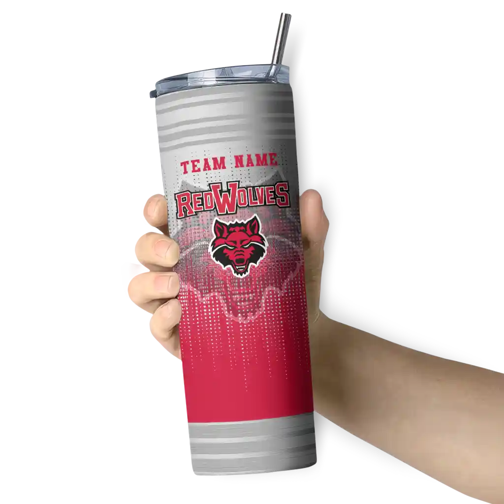 personalized-arkansas-state-red-wolves-swirl-texture-scarlet-skinny-tumbler-premium-grade.webp
