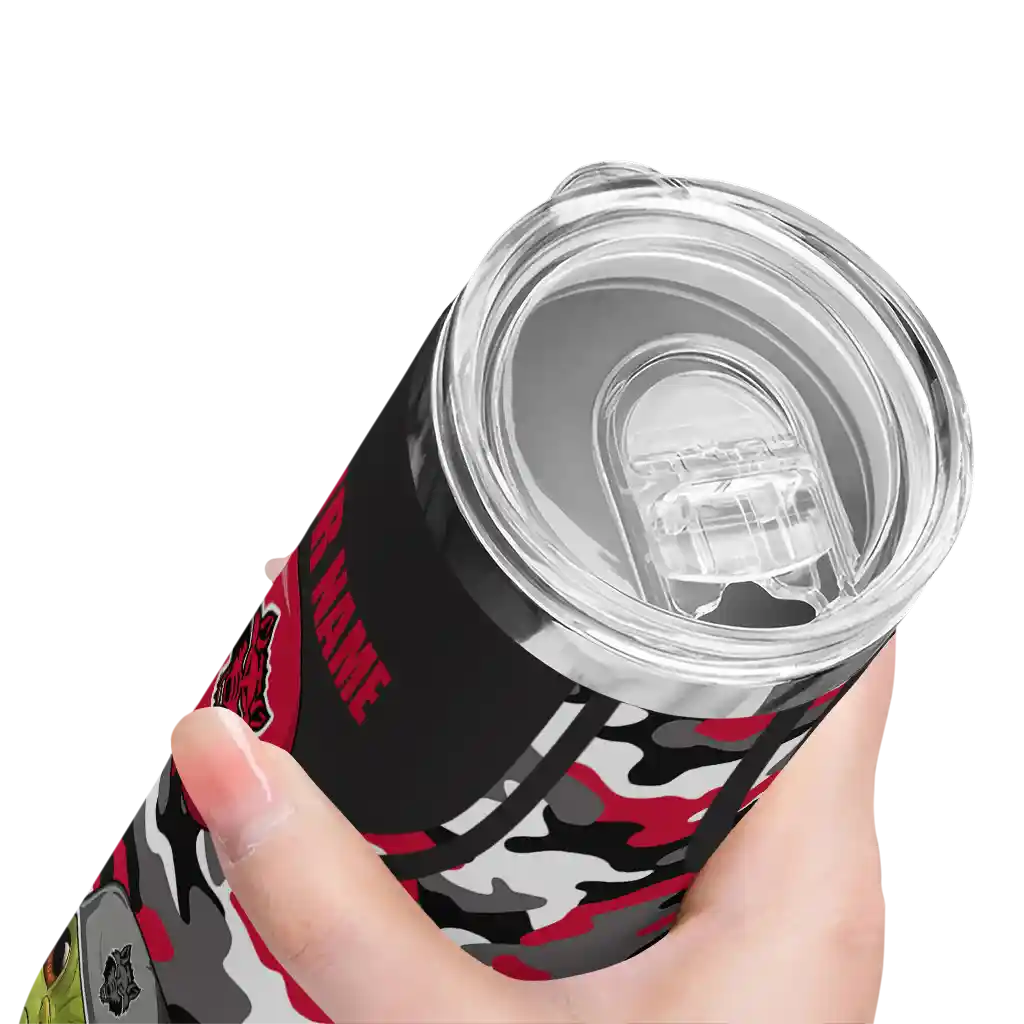 personalized-arkansas-state-red-wolves-yoda-camo-scarlet-black-skinny-tumbler-high-quality.webp
