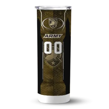 Personalized Army Black Knights Stacked Diamond Gold Skinny Tumbler