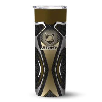 Personalized Army Black Knights Superman Emblem Gold Black Skinny Tumbler