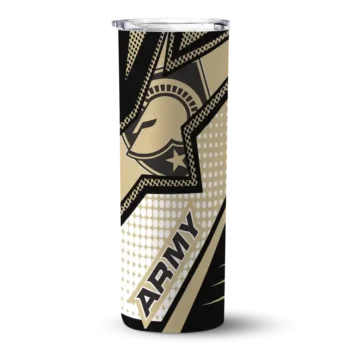 Personalized Army Black Knights Web Stripes Gold White Skinny Tumbler