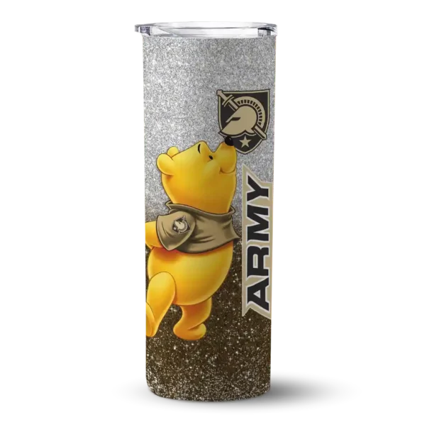 personalized army black knights winnie the pooh gold gray skinny tumbler best selling