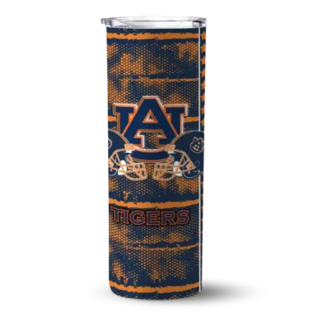 Personalized Auburn Tigers Chevron Patch Navy Blue Skinny Tumbler