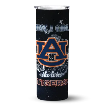 Personalized Auburn Tigers Rose Romance Navy Blue Black Skinny Tumbler