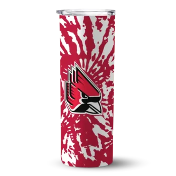 Personalized Ball State Cardinals Metallic Grid Red Skinny Tumbler