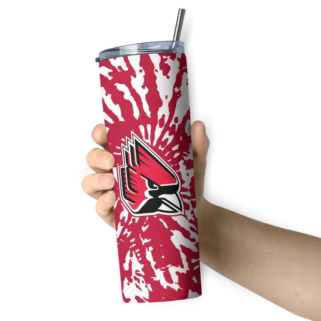 personalized-ball-state-cardinals-metallic-grid-red-skinny-tumbler-premium-grade.webp