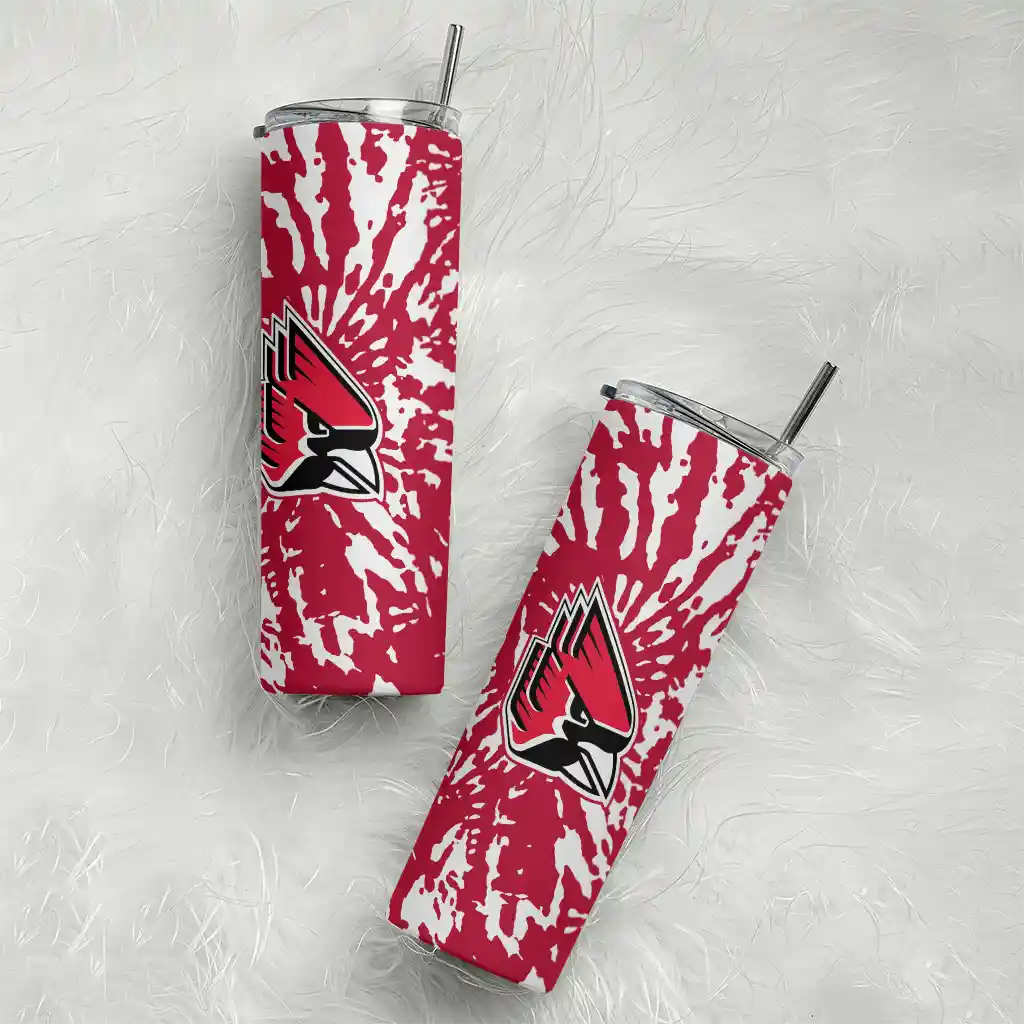 personalized-ball-state-cardinals-metallic-grid-red-skinny-tumbler-top-rated.webp