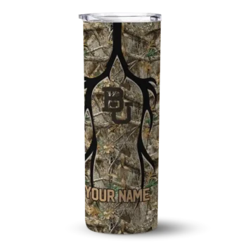 Personalized Baylor Bears Antler Flow Camo Skinny Tumbler