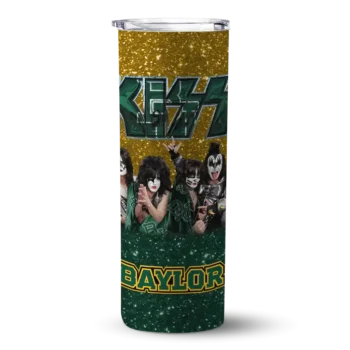 Personalized Baylor Bears Kiss Band Gold Skinny Tumbler