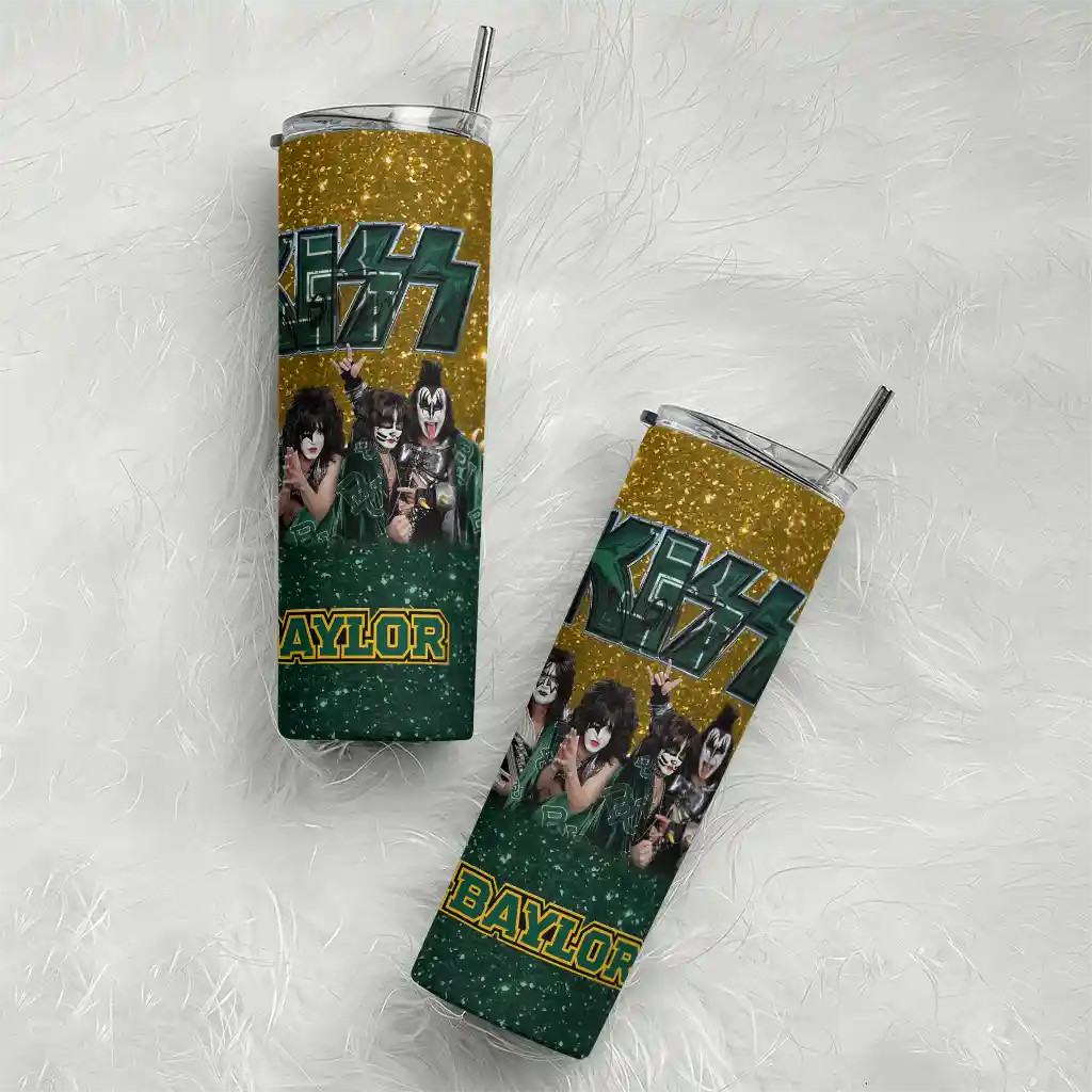 personalized-baylor-bears-kiss-band-gold-skinny-tumbler-top-rated.webp