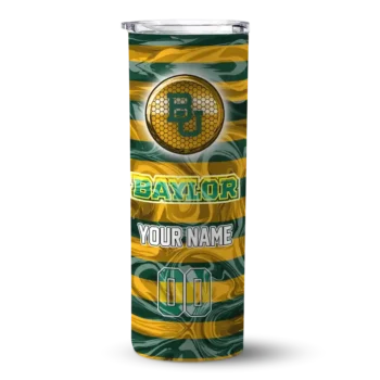 Personalized Baylor Bears Patterned Waves Green Skinny Tumbler