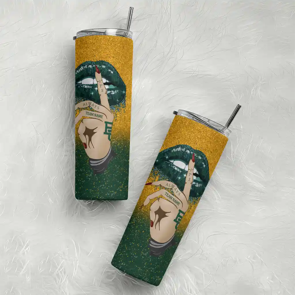 personalized-baylor-bears-sparkle-lips-green-skinny-tumbler-top-rated.webp