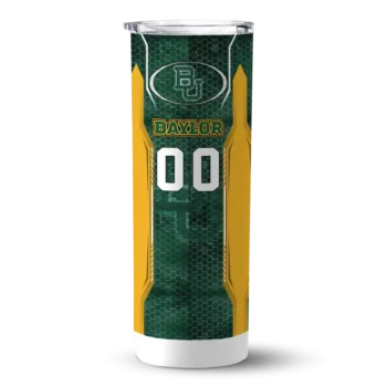 Personalized Baylor Bears Stacked Diamond Green Skinny Tumbler