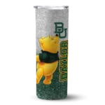 personalized baylor bears winnie the pooh green gray skinny tumbler best selling 1.webp