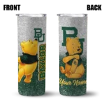 personalized baylor bears winnie the pooh green gray skinny tumbler best selling 1.webp