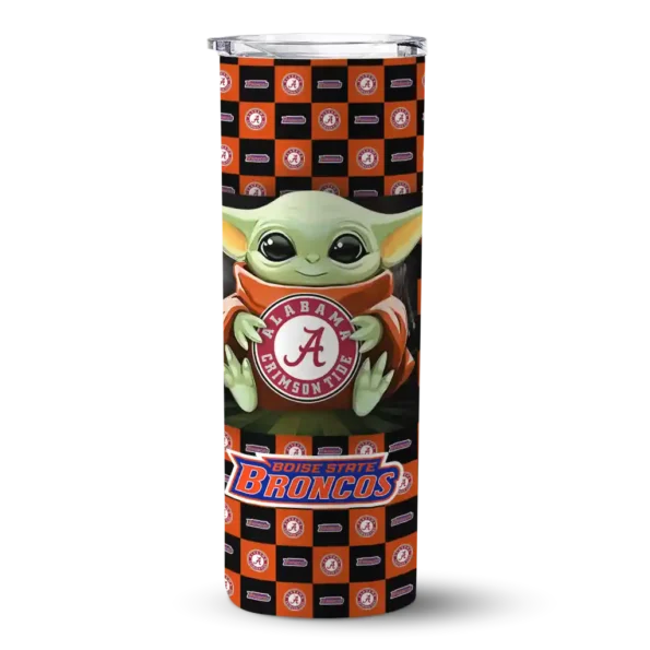 personalized boise state broncos yoda cozy orange black skinny tumbler best selling
