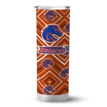 Personalized Boise State Broncos Zipper Leopard Orange Skinny Tumbler