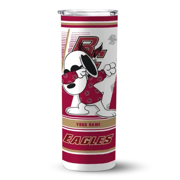 personalized boston college eagles snoopy dog maroon white skinny tumbler best selling