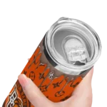 personalized-bowling-green-falcons-camo-streak-orange-skinny-tumbler-best-selling.webp