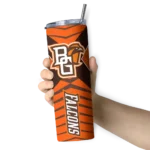 personalized-bowling-green-falcons-camo-texture-orange-skinny-tumbler-best-selling.webp
