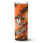 personalized-bowling-green-falcons-helmet-clash-orange-skinny-tumbler-best-selling.webp