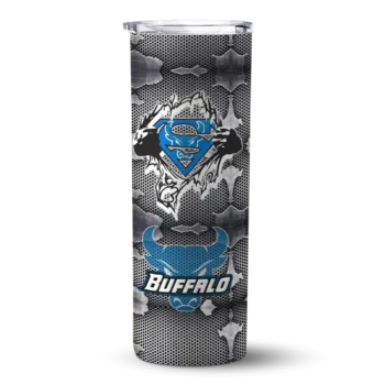 Personalized Buffalo Bulls Chevron V Royal Blue Gray Skinny Tumbler