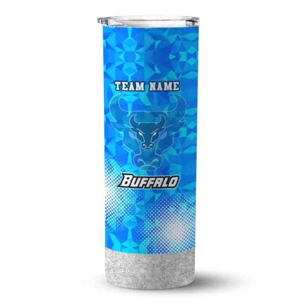 personalized buffalo bulls starburst tiles royal blue skinny tumbler best selling