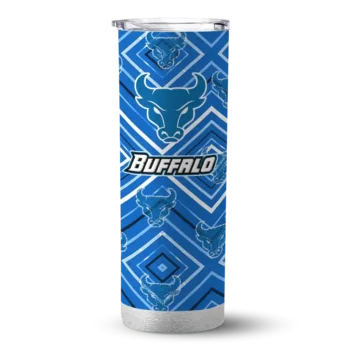 Personalized Buffalo Bulls Zipper Leopard Royal Blue Skinny Tumbler