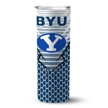 Personalized BYU Cougars Chevron Stripes Blue Skinny Tumbler