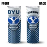 personalized-byu-cougars-chevron-stripes-blue-skinny-tumbler-best-selling.webp