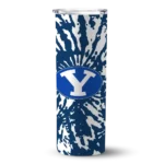 personalized-byu-cougars-metallic-grid-blue-skinny-tumbler-best-selling.webp