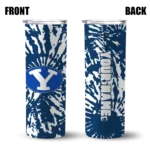 personalized-byu-cougars-metallic-grid-blue-skinny-tumbler-best-selling.webp