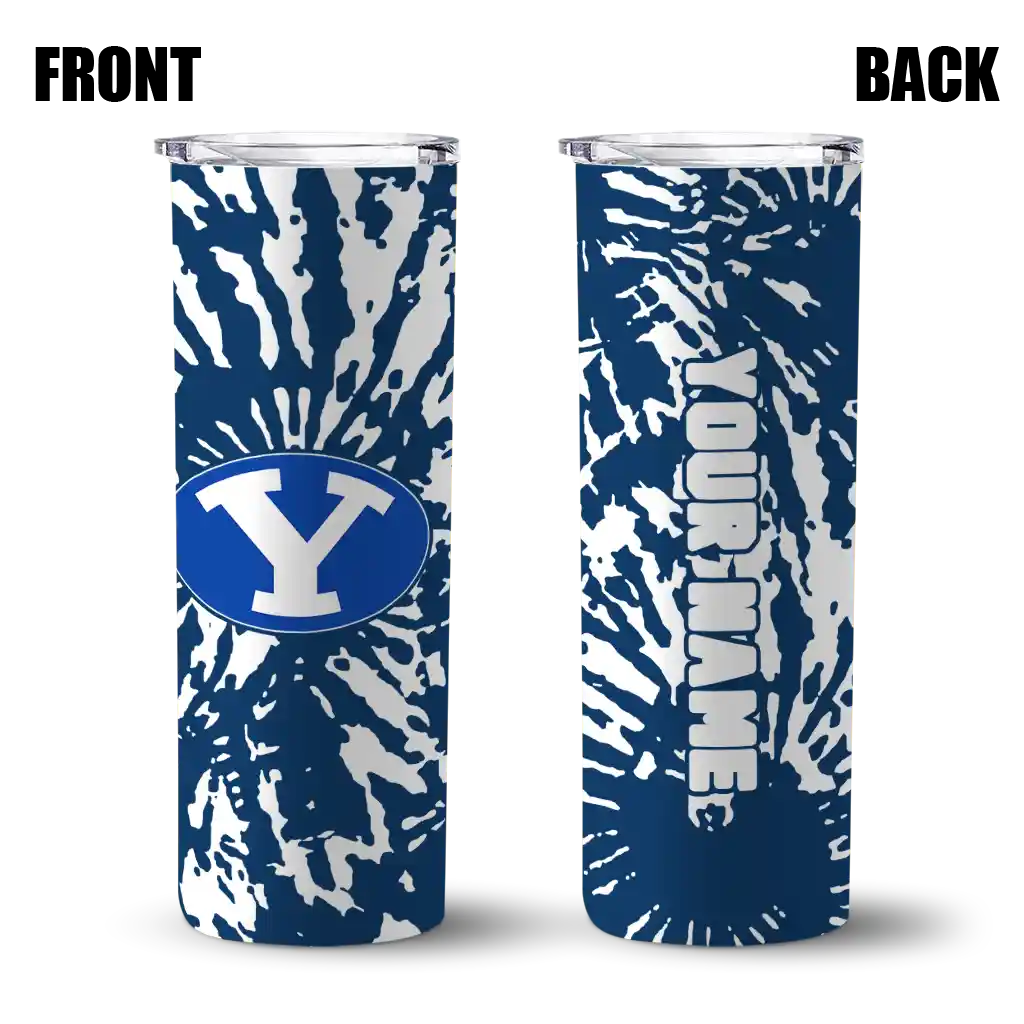 personalized-byu-cougars-metallic-grid-blue-skinny-tumbler-fashion-forward.webp