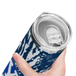 personalized-byu-cougars-metallic-grid-blue-skinny-tumbler-best-selling.webp