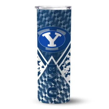 BYU Cougars Tumber - Personalized Monogram Burst Skinny Blue White