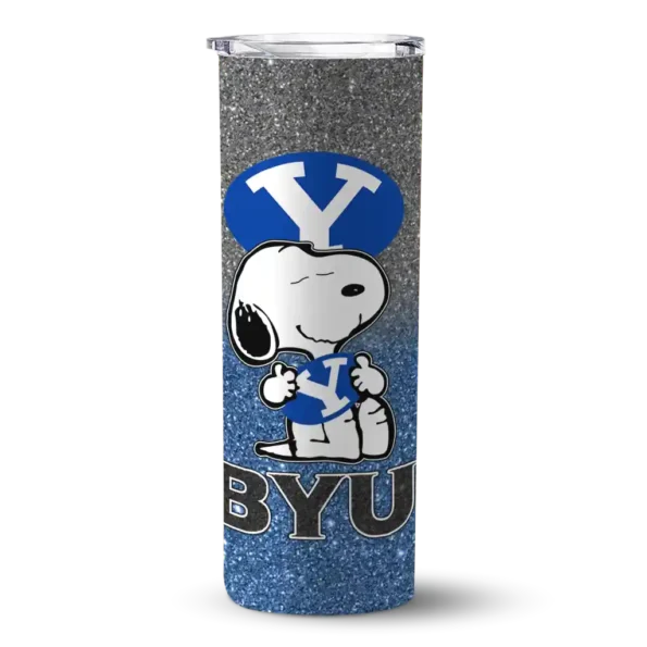 personalized byu cougars snoopy attitude blue skinny tumbler best selling