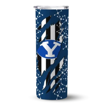 Personalized BYU Cougars Star Pop Blue Black Skinny Tumbler