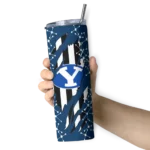 personalized-byu-cougars-star-pop-blue-black-skinny-tumbler-best-selling.webp