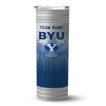 Personalized BYU Cougars Swirl Texture Blue Skinny Tumbler