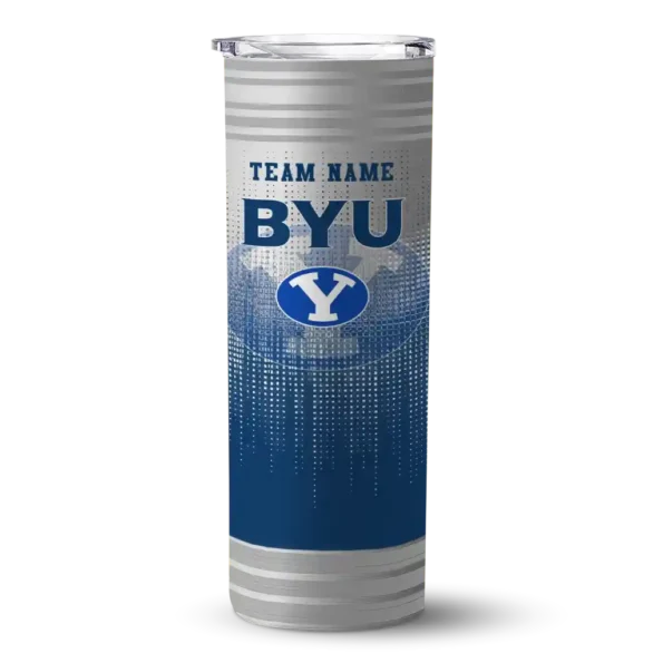 personalized byu cougars swirl texture blue skinny tumbler best selling