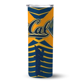 Personalized California Golden Bears Camo Texture Blue Skinny Tumbler