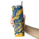 personalized-california-golden-bears-helmet-clash-blue-skinny-tumbler-best-selling.webp