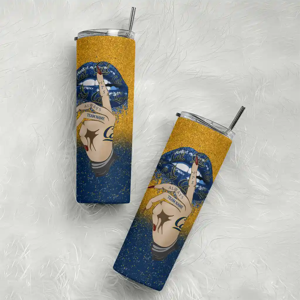 personalized-california-golden-bears-sparkle-lips-blue-skinny-tumbler-top-rated.webp