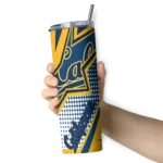 personalized-california-golden-bears-web-stripes-blue-white-skinny-tumbler-best-selling.webp