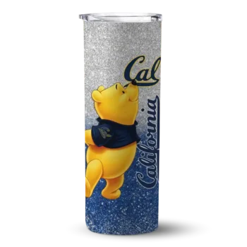 Personalized California Golden Bears Winnie the Pooh Blue Gray Skinny Tumbler