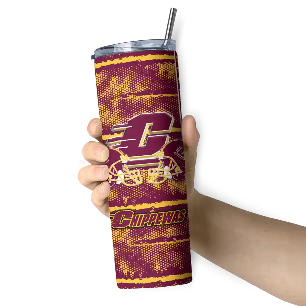 personalized-central-michigan-chippewas-chevron-patch-maroon-skinny-tumbler-premium-grade-1.webp