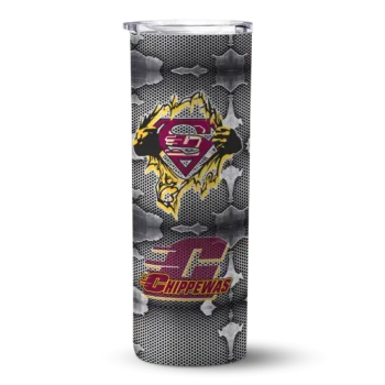 Personalized Central Michigan Chippewas Chevron V Maroon Gray Skinny Tumbler