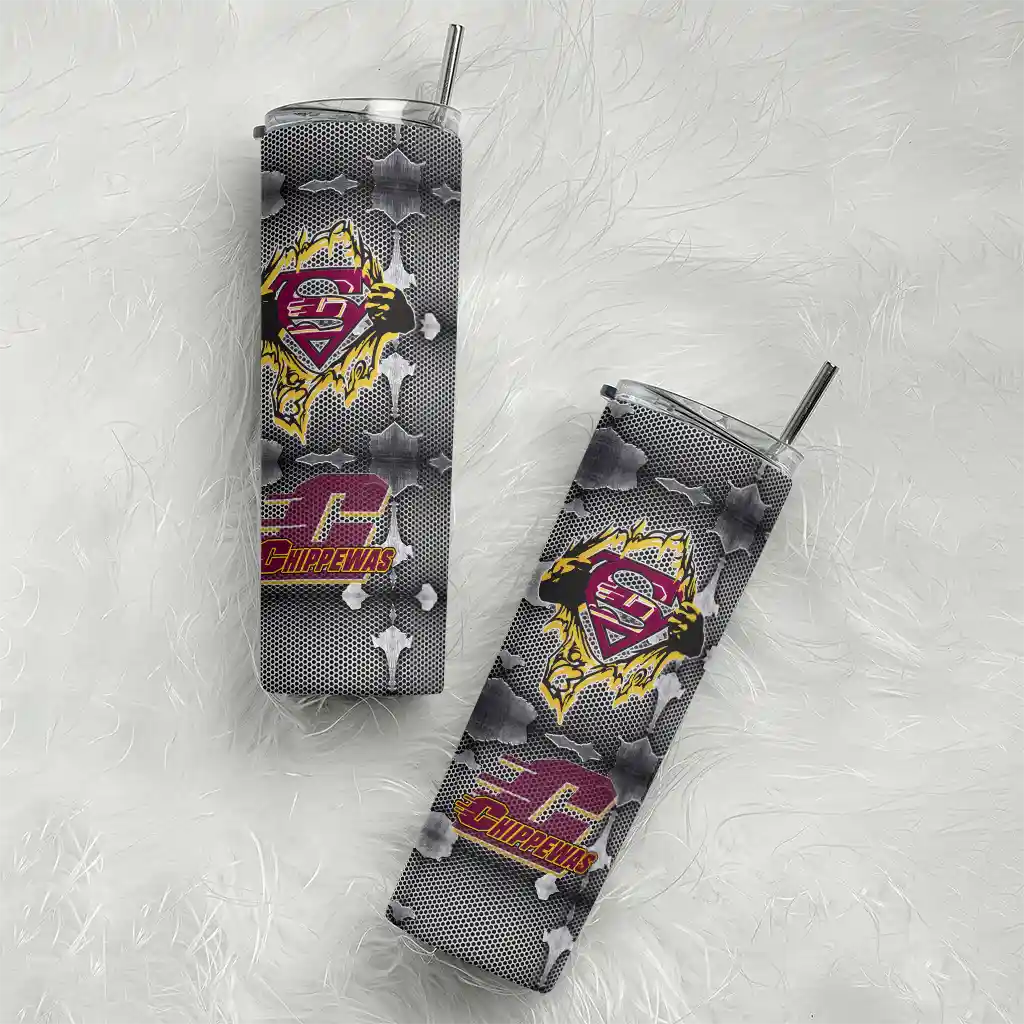personalized-central-michigan-chippewas-chevron-v-maroon-gray-skinny-tumbler-top-rated.webp